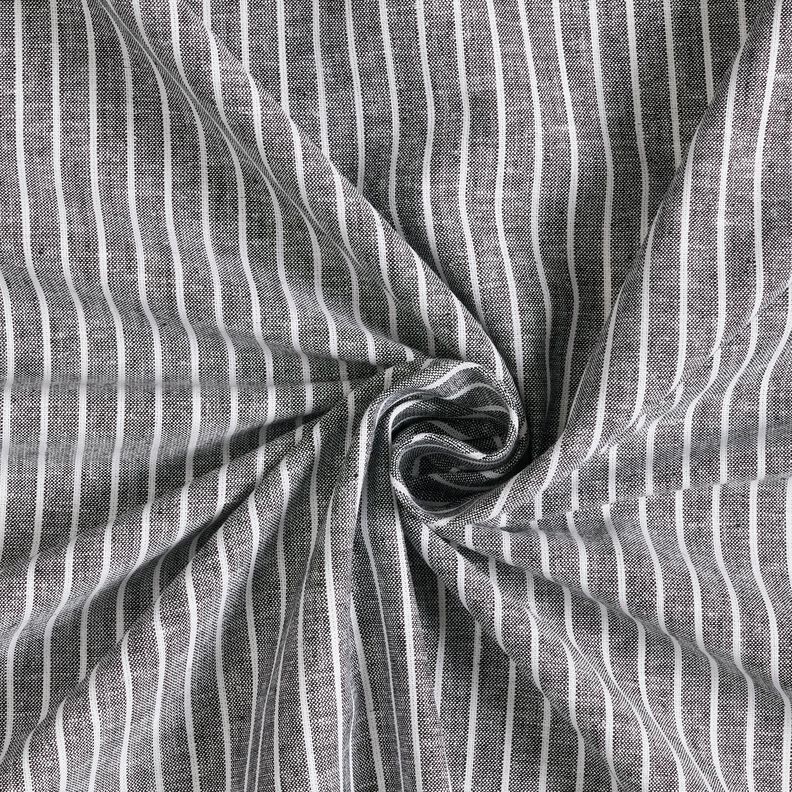 Mélange lin coton Larges rayures – noir/blanc,  image number 3