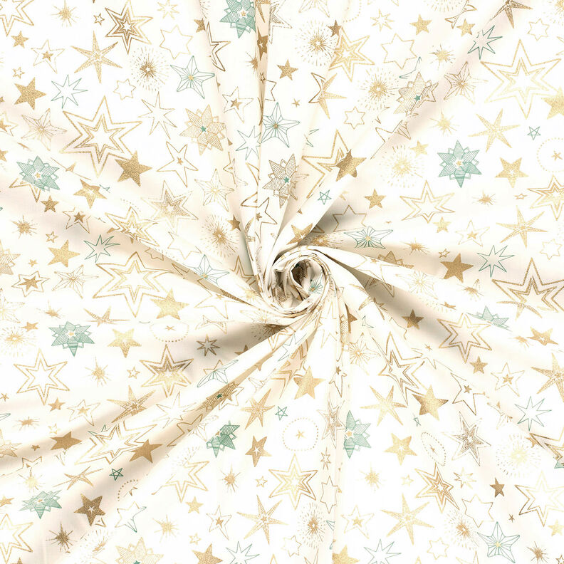 Tissu en coton Popeline Grandes étoiles – écru/or,  image number 3