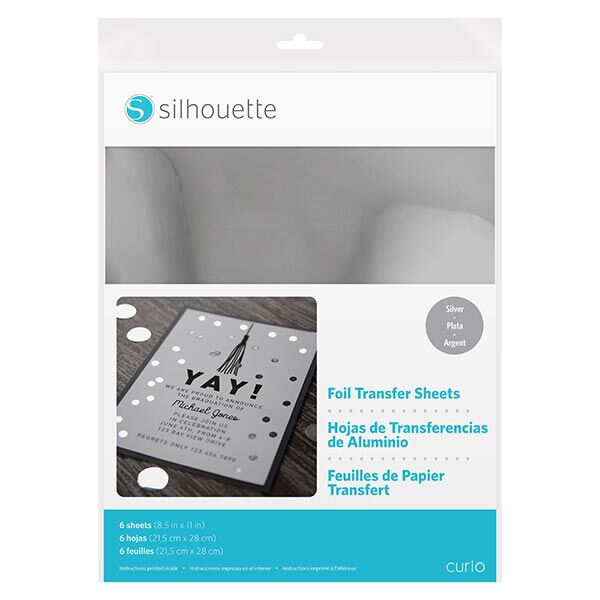Silhouette Feuilles de transfert en film [21,5 x 27,9 cm|6 Pièces] – argent métallique,  image number 1