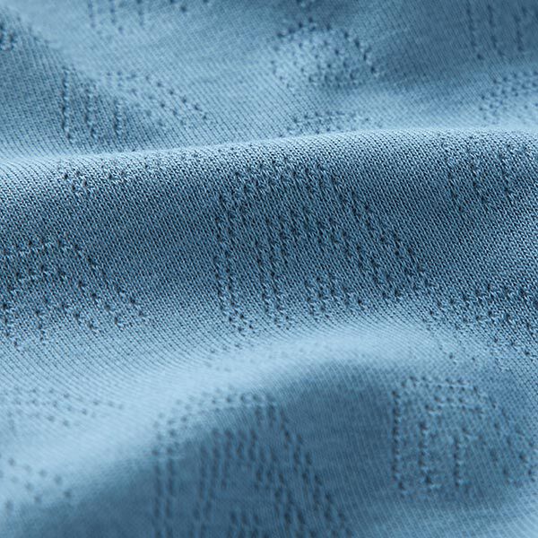 Jersey maille fine Motif à trous Arc-en-ciel – bleu jean – Échantillon, image number 2