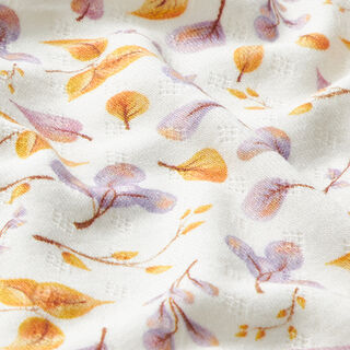 Jersey maille fine Motif à trous Feuilles – écru, 