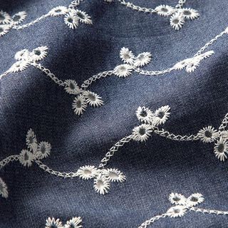 Chambray broderie florale – bleu marine, 