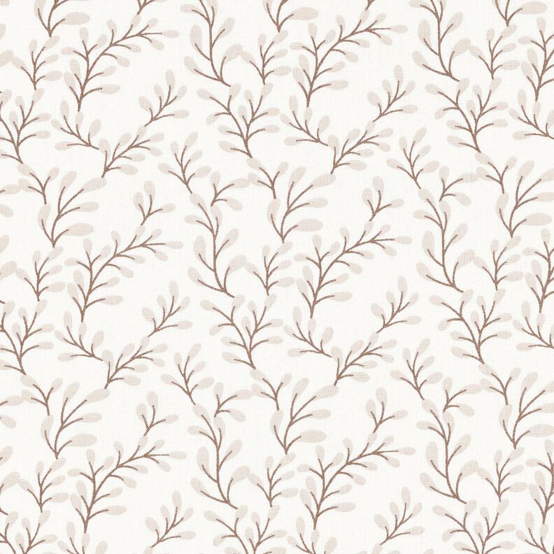 Popeline coton Branches de feuilles – blanc/anémone,  image number 1