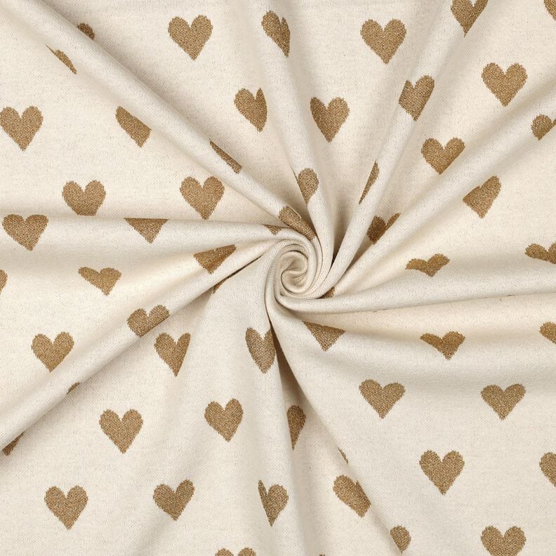 Jersey Jacquard Cœurs scintillants | Poppy Fabrics – nature/or métallisé,  image number 3