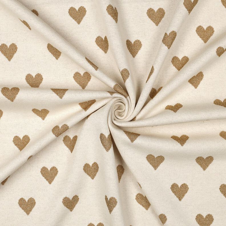 Jersey Jacquard Cœurs scintillants | Poppy Fabrics – nature/or métallisé, image number 3