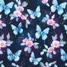 Jersey coton Papillons et fleurs scintillants | Glitzerpüppi  – bleu nuit/bleu glacier,  thumbnail number 1