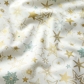 Tissu en coton Popeline Grandes étoiles – écru/or, 