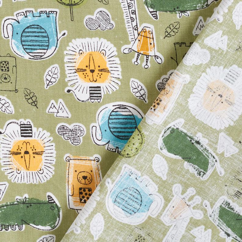 Tissu en coton Cretonne Animaux de safari – olive clair, image number 4