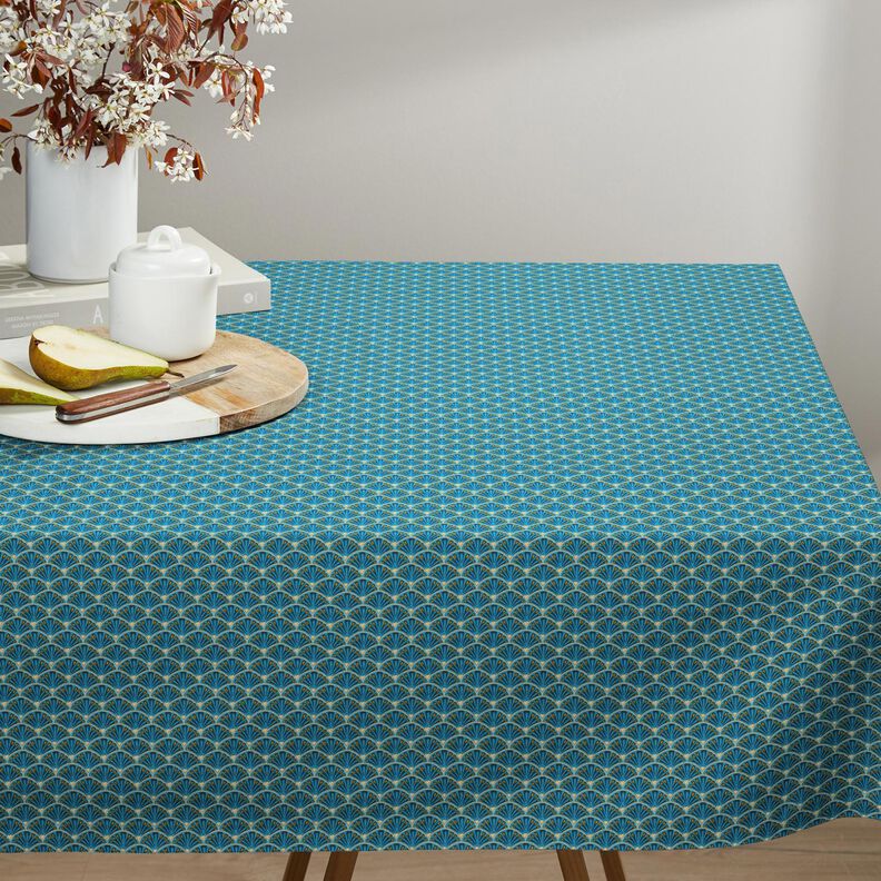 Coton enduit Éventails élégants – bleu,  image number 7