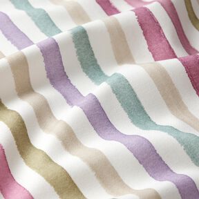 Tissu de décoration Semi-panama Rayures aquarelles – ivoire/eucalyptus, 