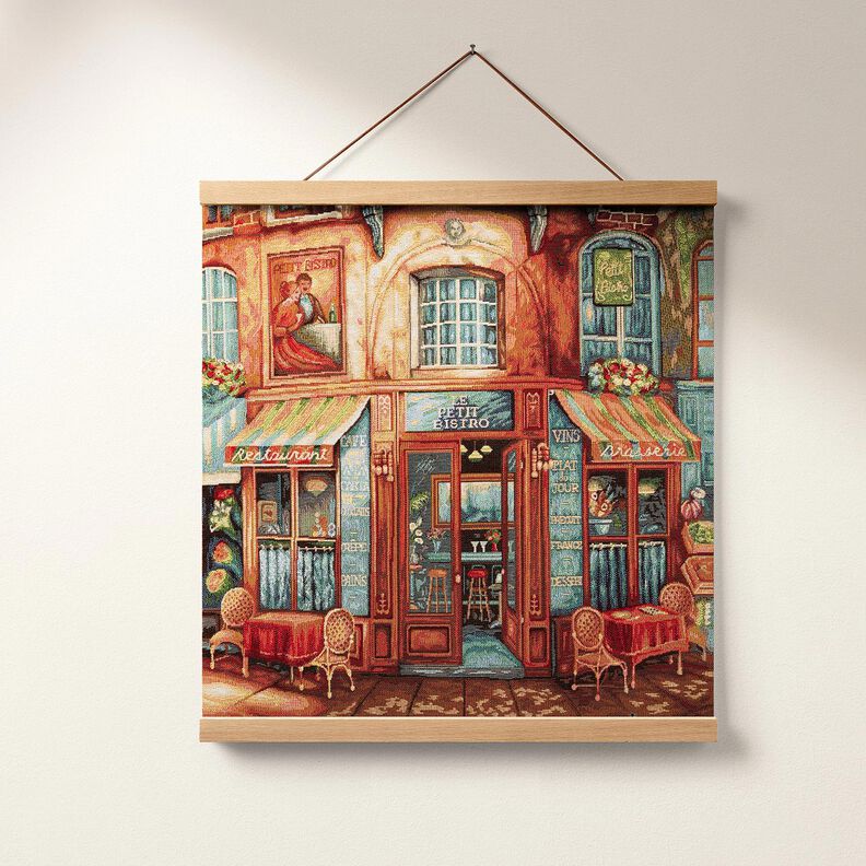 panneau décoratif Gobelin bistrot français – bleu/terre cuite, image number 5