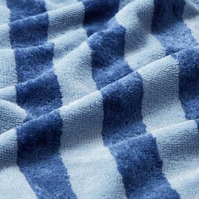 Tissu éponge Bambou Larges rayures – bleu clair/bleu marine, 