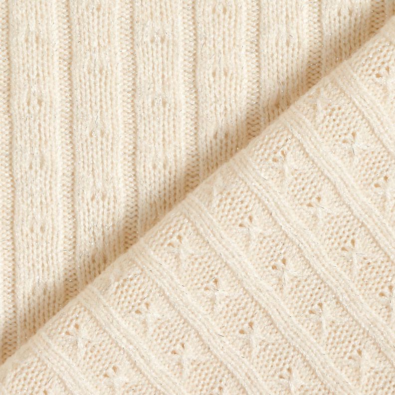 Tissu maille Tissu ajouré à rayures pailletées élégantes – crème,  image number 4