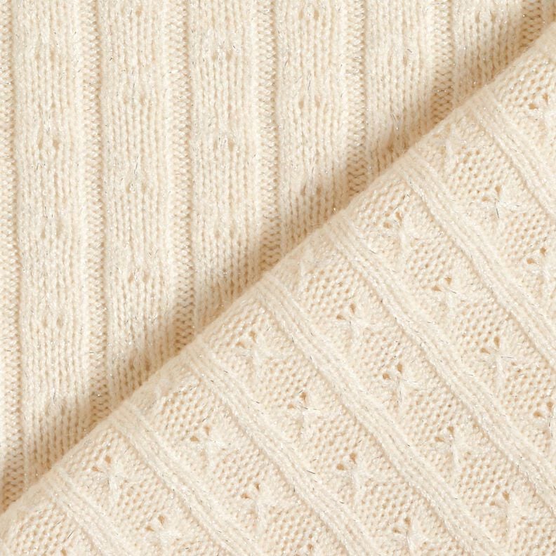 Tissu maille Tissu ajouré à rayures pailletées élégantes – crème, image number 4
