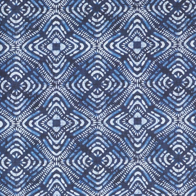 Tissu de décoration Canvas Carrelage batik – indigo/blanc, image number 1
