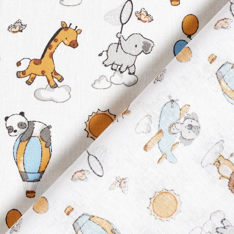 Popeline coton Bébés animaux sur les nuages – blanc,  image number 4