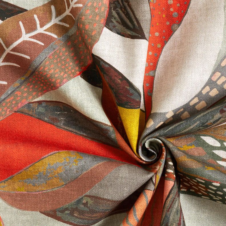 Tissu de décoration Semi-panama feuilles tropicales – moutarde/terre cuite,  image number 3