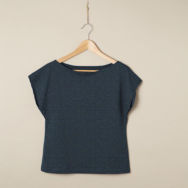 Jersey de coton Rayures lurex – bleu nuit/argent,  image number 5