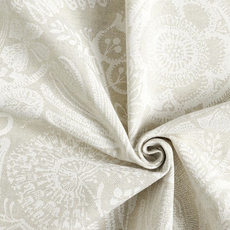 Tissu de décoration Semi-panama Paisley fleuri – nature/blanc,  image number 3
