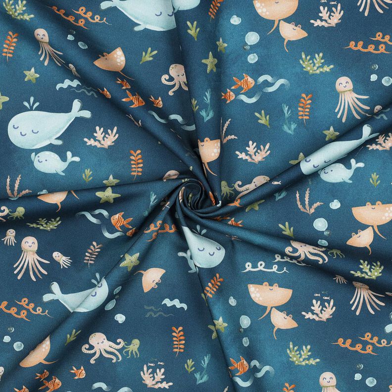 Popeline coton Joyeux animaux marins Impression numérique | Poppy Fabrics – bleu océan, image number 3