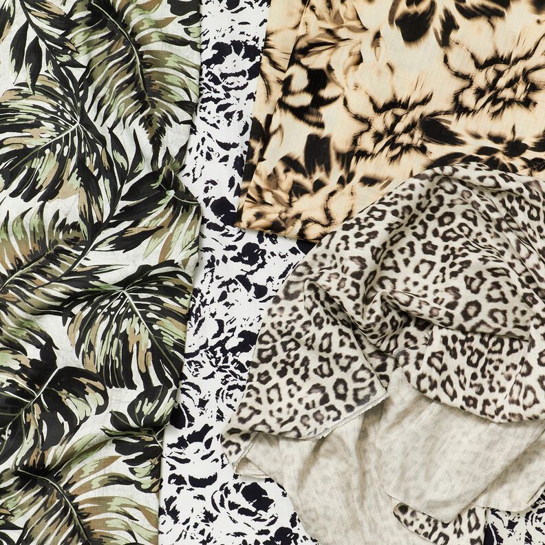 Mélange viscose lin Imprimé numérique léopard – amande/noir,  image number 5
