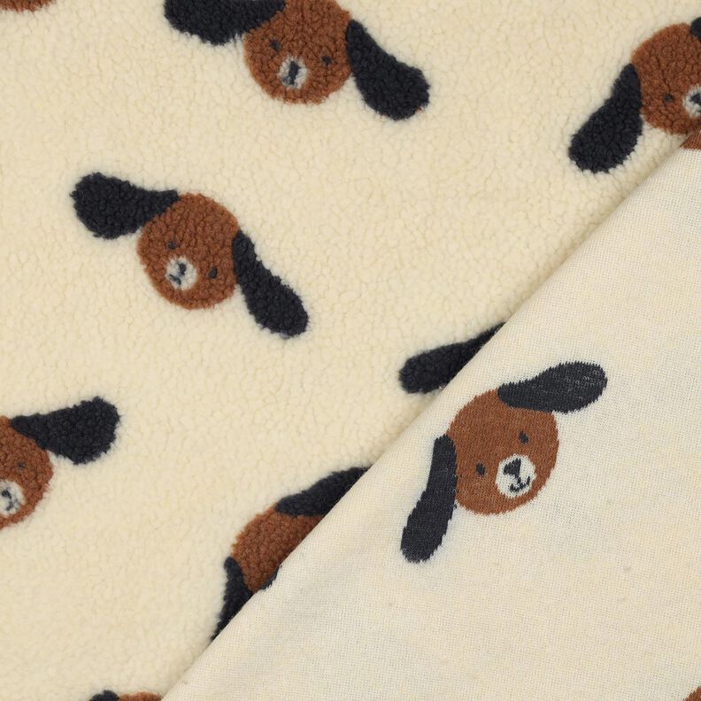 Tissu teddy Têtes de chiens | Poppy Fabrics – beige clair/marron noir,  image number 4