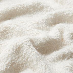 Fourrure synthétique Tissu peluche uni – écru, 