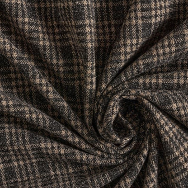 Maille pour manteau stretch à carreaux – noir/beige, image number 3