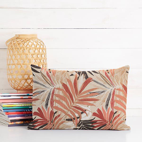 Tissu de décoration Canvas Feuilles de jungle 280cm – sable/moutarde, image number 8
