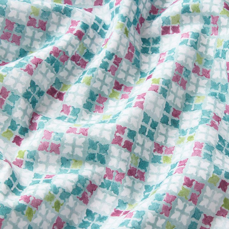 Popeline coton Motif de carrelage oriental Impression numérique – eucalyptus/raisin,  image number 2