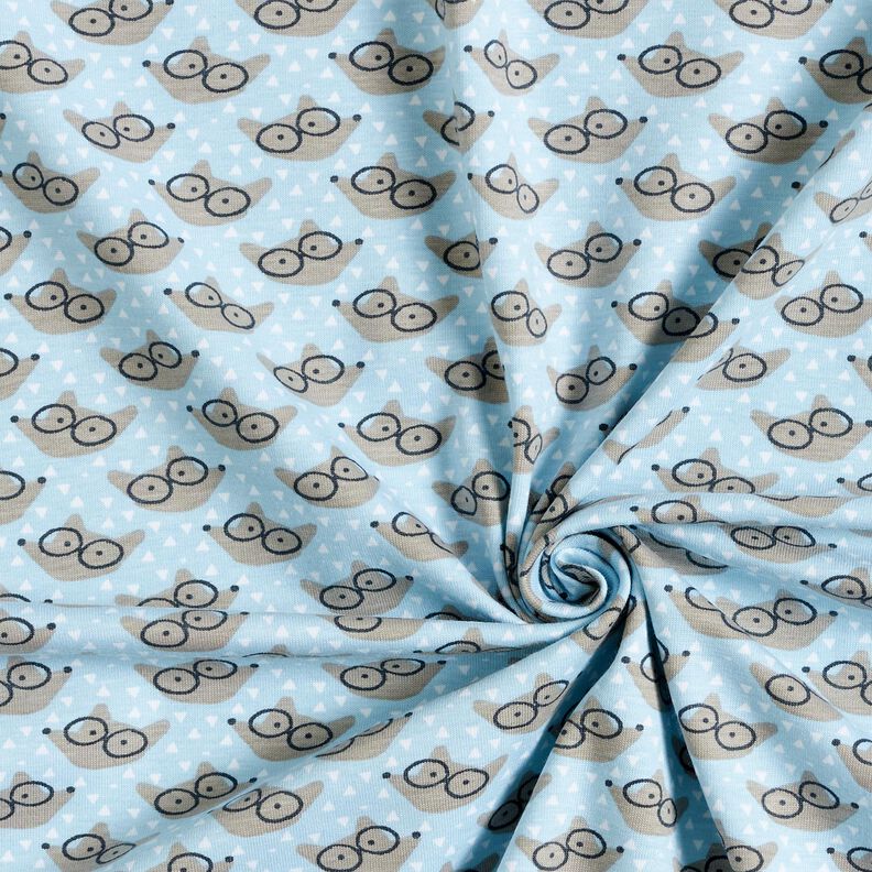 Jersey coton Renard à lunettes – bleu bébé,  image number 3