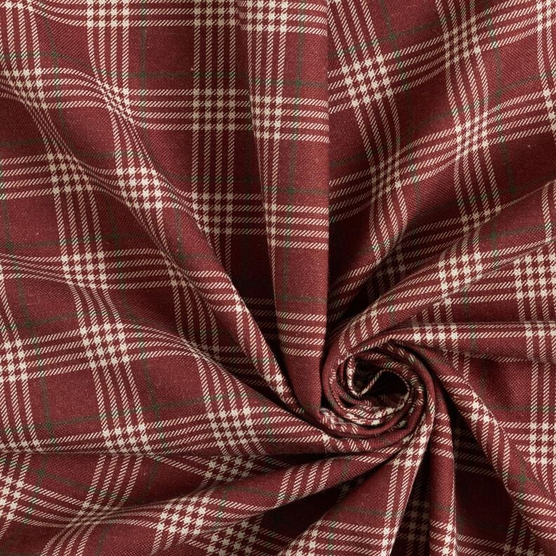 Tissu de décoration Semi-panama Carreaux classiques – bordeaux/nature,  image number 3