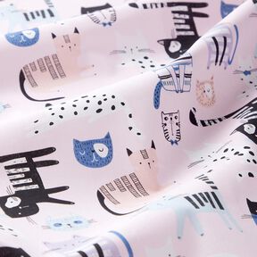 Tissu en coton Cretonne chats abstraits – rose clair/blanc, 