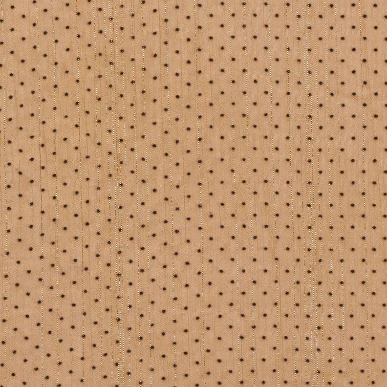 Mousseline Rayures et pois pailletés – brun faon, image number 1