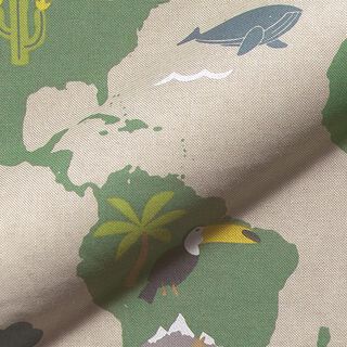 Tissu déco semi-panama Animaux du monde – nature/roseau, 