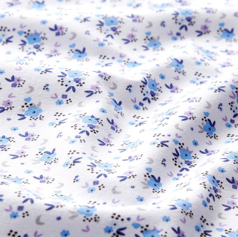 Jersey coton fleurs romantiques – blanc, image number 2