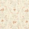 Tissu double gaze de coton Oiseau et lapin dans un jardin fleuri – écru,  thumbnail number 1