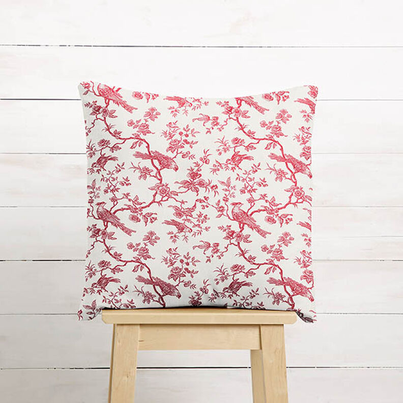 Tissu en coton Cretonne Oiseaux – rouge/écru,  image number 7