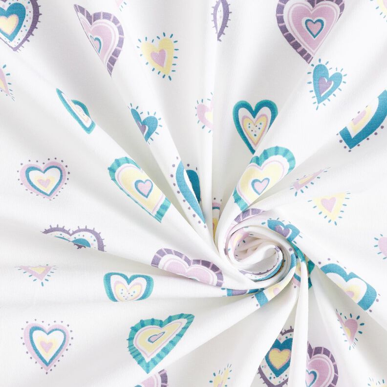 Jersey coton Cœurs multicolores – ivoire,  image number 3