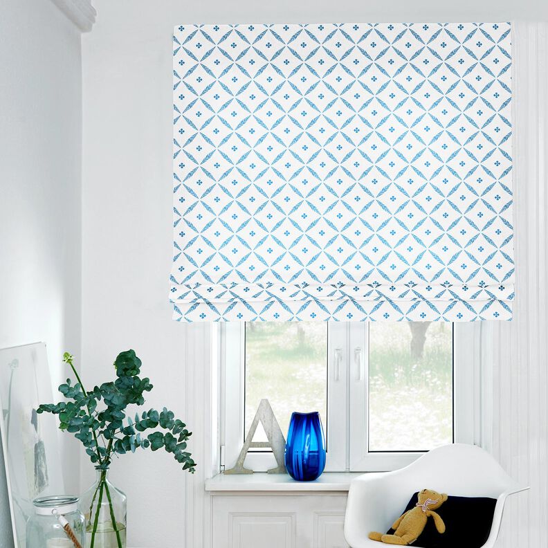 Tissu de décoration Sergé coton Losanges élégants – blanc/bleu, image number 5