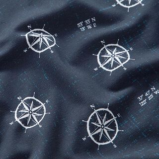 GOTS Jersey coton Boussole | Tula – bleu nuit, 