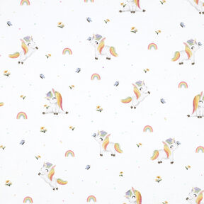 GOTS Jersey coton Licornes Impression numérique | by Poppy – blanc, 