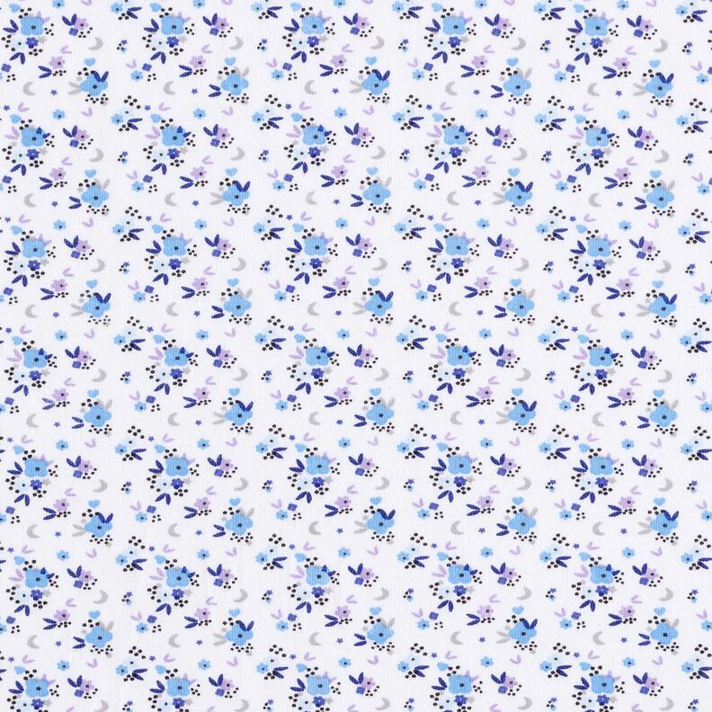 Jersey coton fleurs romantiques – blanc, image number 1