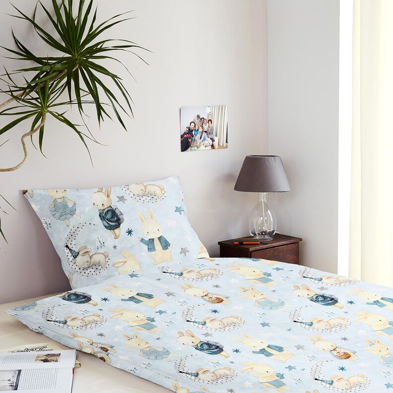 Tissu de décoration Sergé coton Lapin au pays des rêves Impression numérique – bleu bébé/bleu jean, image number 6