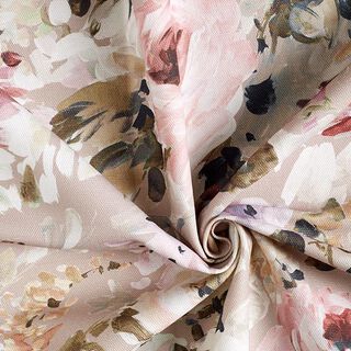 Tissu de décoration semi-panama Floris – beige/rose, 