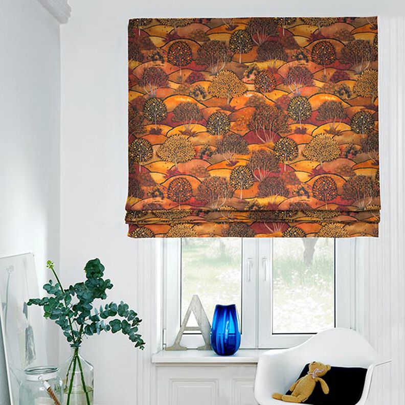 Tissu déco semi-panama Impression numérique paysage d’automne – bronze/orange, image number 4