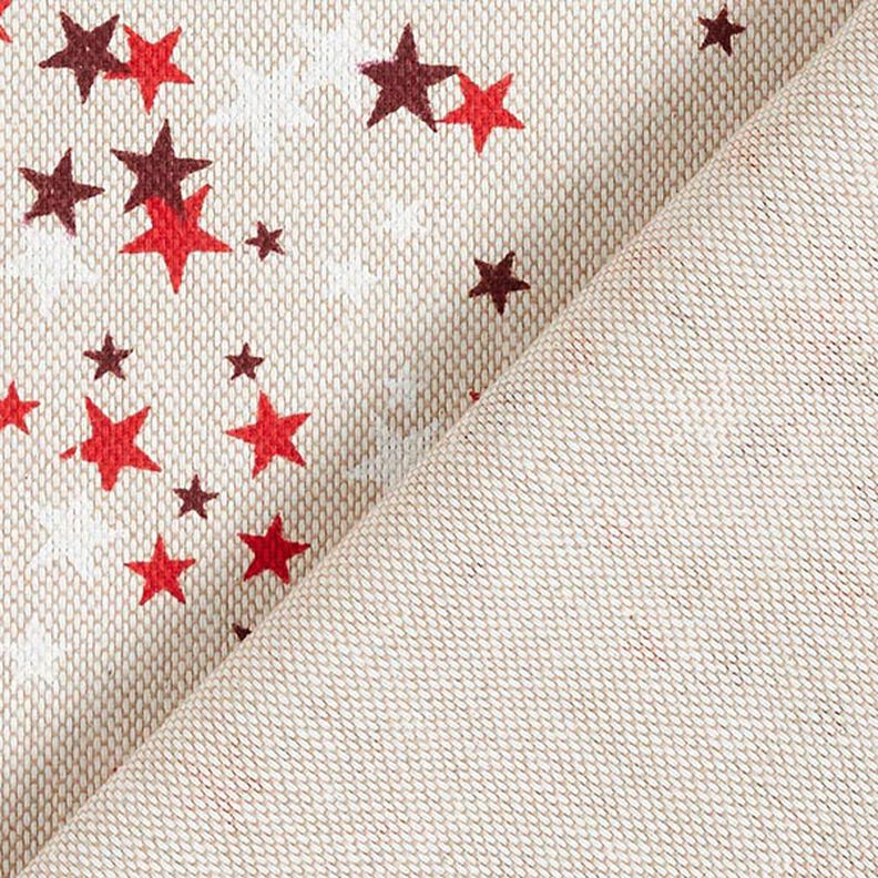 Tissu de décoration Semi-panama Étoiles festives – beige/rouge foncé, image number 4