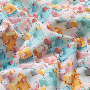 Tissu en coton Popeline machines à coudre colorées – rose clair/turquoise clair, 