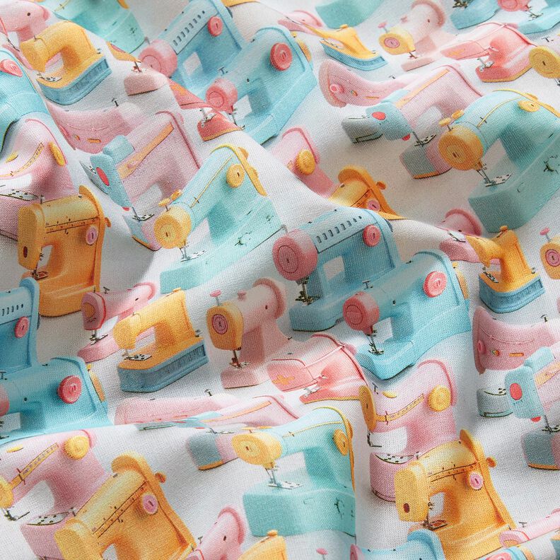 Tissu en coton Popeline machines à coudre colorées – rose clair/turquoise clair, image number 2