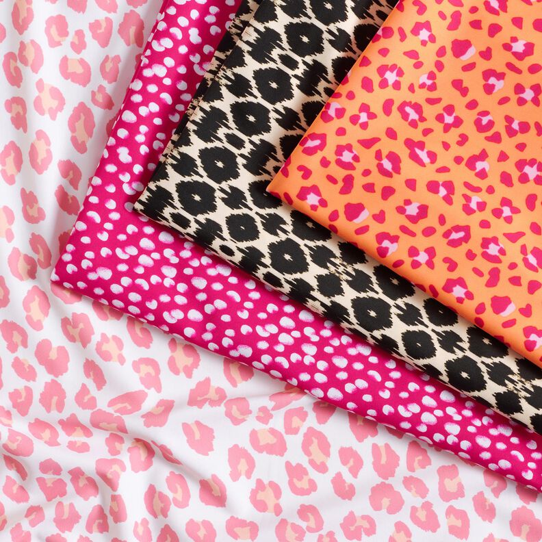Tissu pour maillot de bain Imprimé léopard – blanc/rose,  image number 5